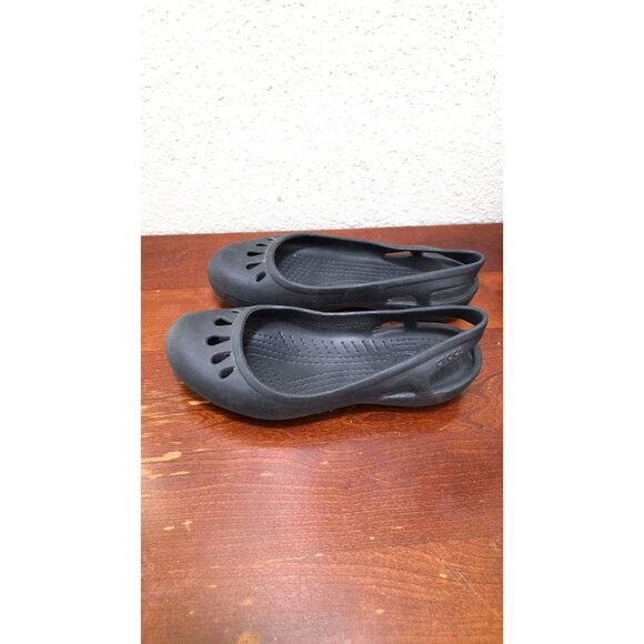 Crocs Women's Black Teardrop Slingbacks Flats W7 Casual Slip-On Shoes - Picture 3 of 7